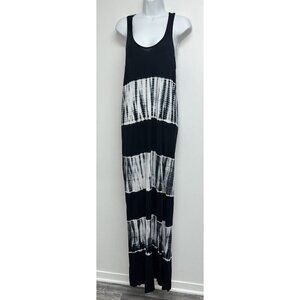 Forever 21 Dress Womens Small Tie Dye Black White Side Slits Strappy Sleeveless